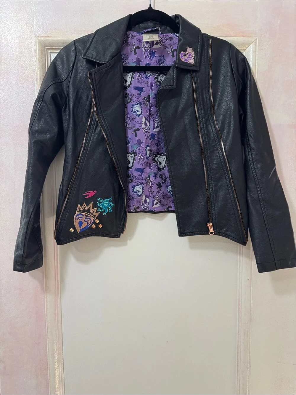 VINTAGE Disney Store Descendants Mal Faux Leather Moto Jacket Costume